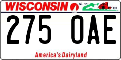 WI license plate 275OAE