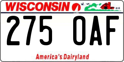 WI license plate 275OAF