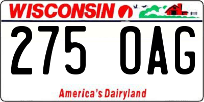 WI license plate 275OAG