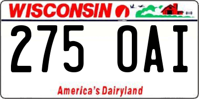 WI license plate 275OAI