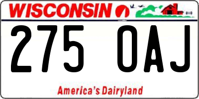 WI license plate 275OAJ