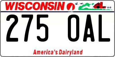 WI license plate 275OAL