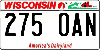 WI license plate 275OAN