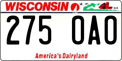 WI license plate 275OAO