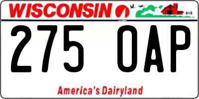 WI license plate 275OAP
