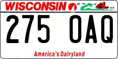 WI license plate 275OAQ