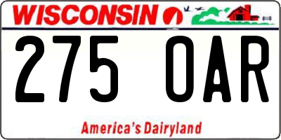 WI license plate 275OAR