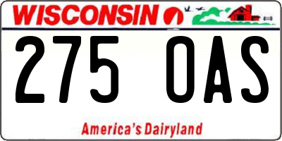 WI license plate 275OAS
