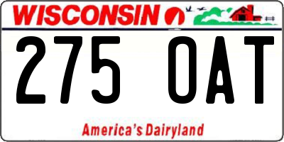 WI license plate 275OAT