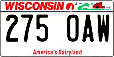 WI license plate 275OAW