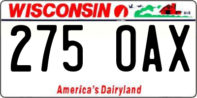 WI license plate 275OAX