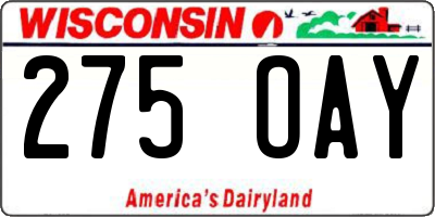 WI license plate 275OAY