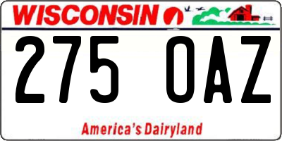 WI license plate 275OAZ