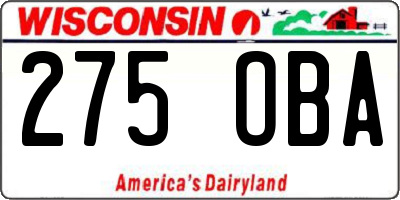 WI license plate 275OBA