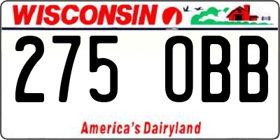 WI license plate 275OBB