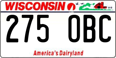 WI license plate 275OBC