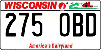 WI license plate 275OBD