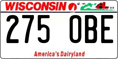 WI license plate 275OBE