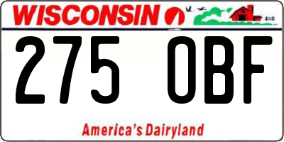 WI license plate 275OBF
