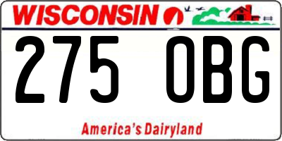 WI license plate 275OBG