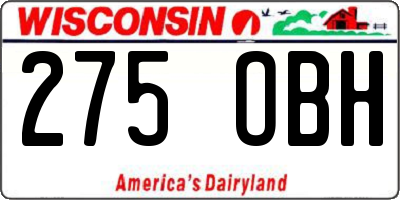 WI license plate 275OBH