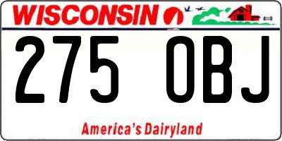 WI license plate 275OBJ