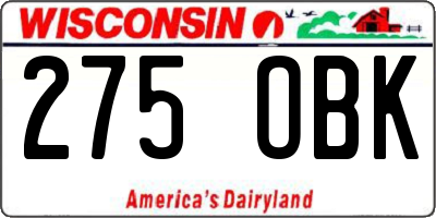 WI license plate 275OBK