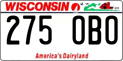 WI license plate 275OBO