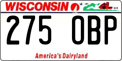 WI license plate 275OBP