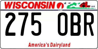 WI license plate 275OBR