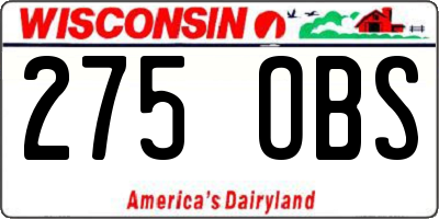 WI license plate 275OBS