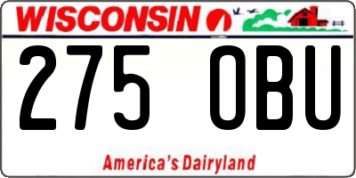 WI license plate 275OBU