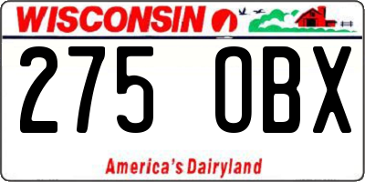 WI license plate 275OBX