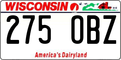 WI license plate 275OBZ
