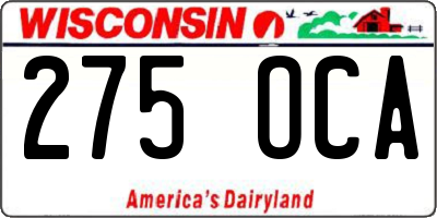 WI license plate 275OCA