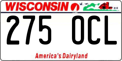 WI license plate 275OCL