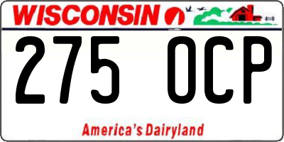 WI license plate 275OCP