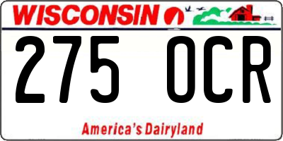 WI license plate 275OCR