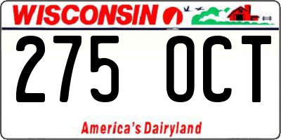 WI license plate 275OCT