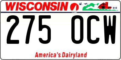 WI license plate 275OCW