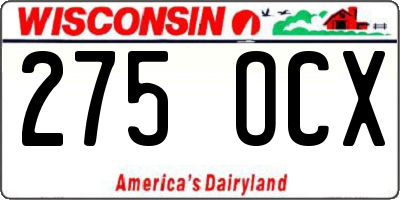 WI license plate 275OCX