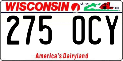 WI license plate 275OCY