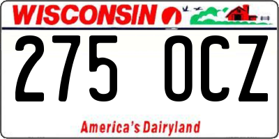 WI license plate 275OCZ