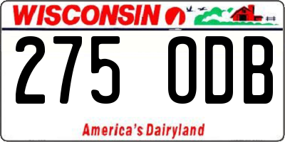 WI license plate 275ODB