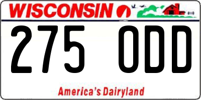 WI license plate 275ODD