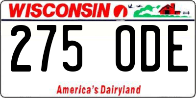 WI license plate 275ODE