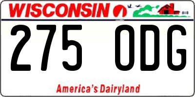 WI license plate 275ODG