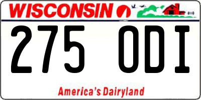 WI license plate 275ODI