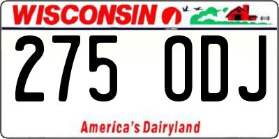 WI license plate 275ODJ