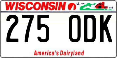 WI license plate 275ODK
